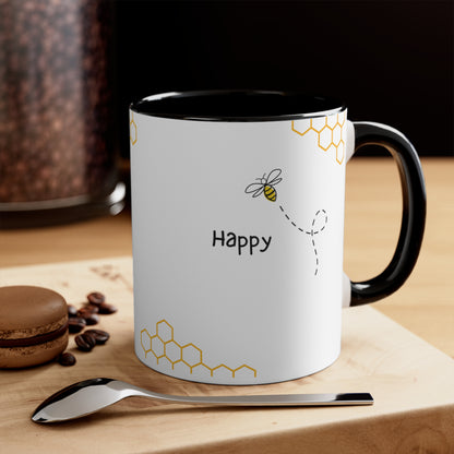 "Be Kind, Be Happy" Accent Coffee Mug, 11oz
