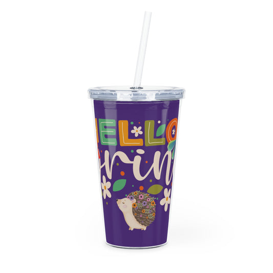 “Hello Spring” Plastic Tumbler with Straw