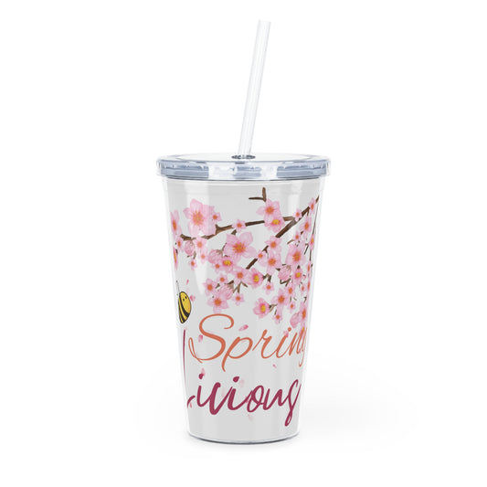 “Spring-Licious” Plastic Tumbler with Straw