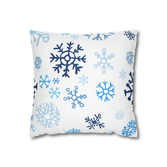 "Snow Flakes" Spun Polyester Square Pillow Case