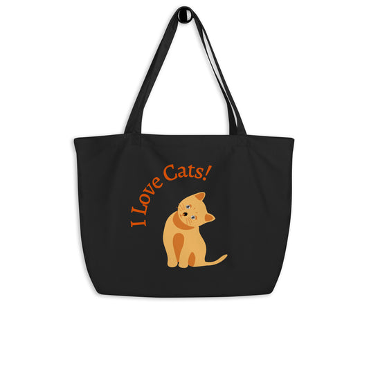 “I love cats” Large organic tote bag