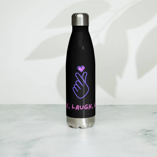 “Love, laugh, live” Stainless steel water bottle