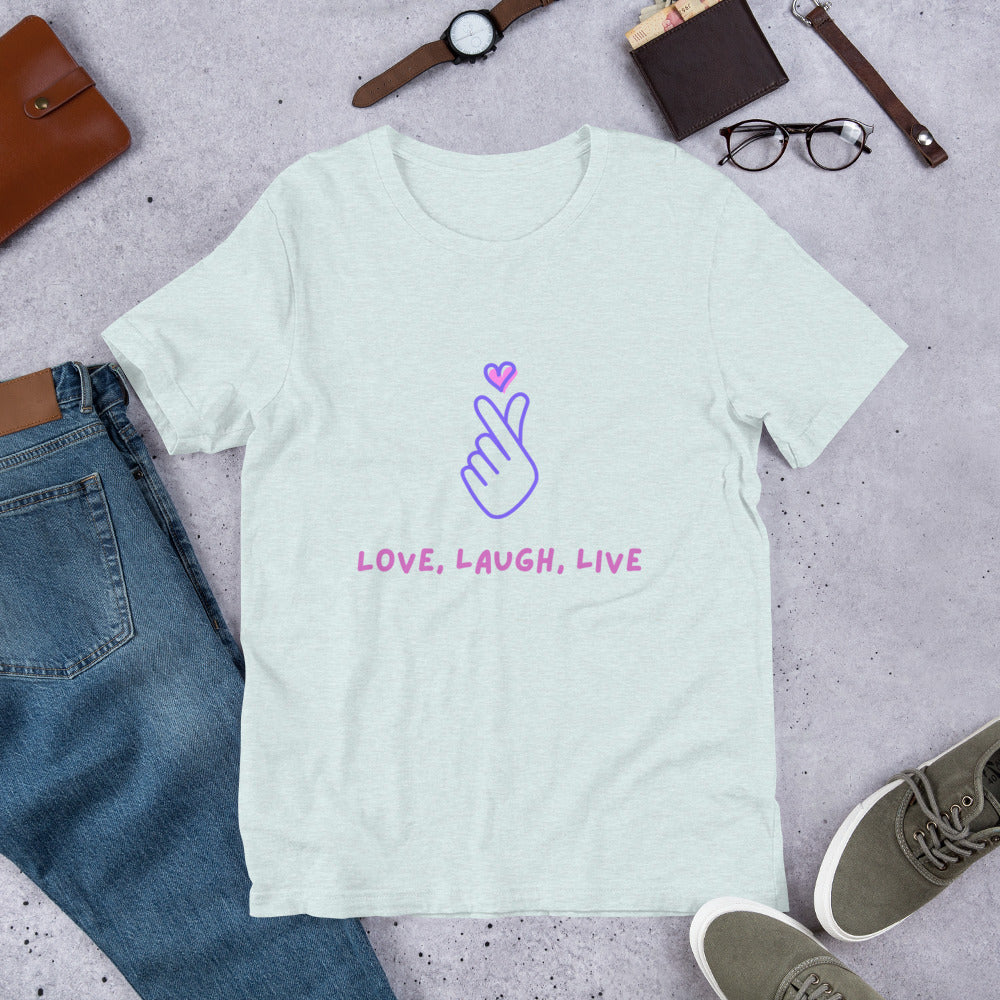 “Love, laugh, live” Unisex t-shirt