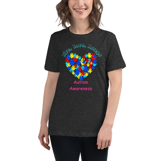 “Live, love, accept” Autism Awareness Women's Relaxed T-Shirt